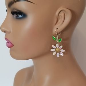 Betsey Johnson Green and Gold Flower Earrings